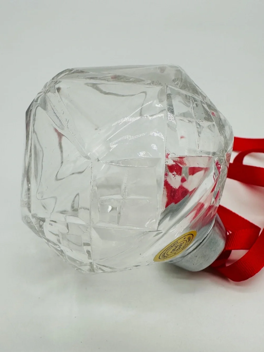 VTG Hand Cut Crystal Czech Republic Christmas Ornament With Original Green box.